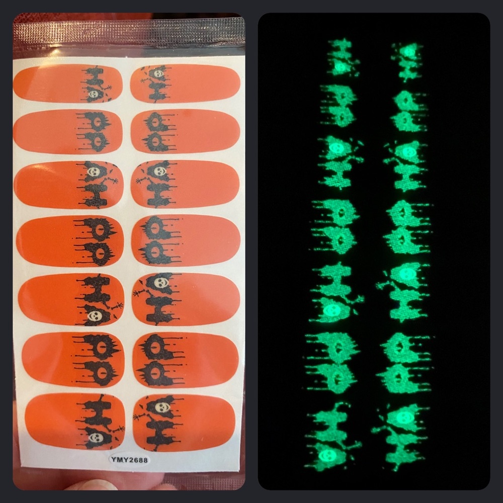 🆕 Nail Wraps/Stickers Halloween 🎃 👻-Glow in the Dark